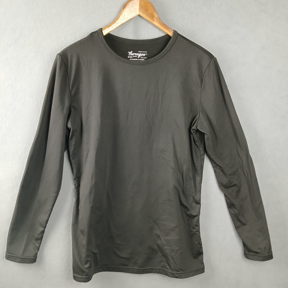 Thermajane Thermal Shirt Womens Large Black Round Neck Long Sleeve‎ Sportswear